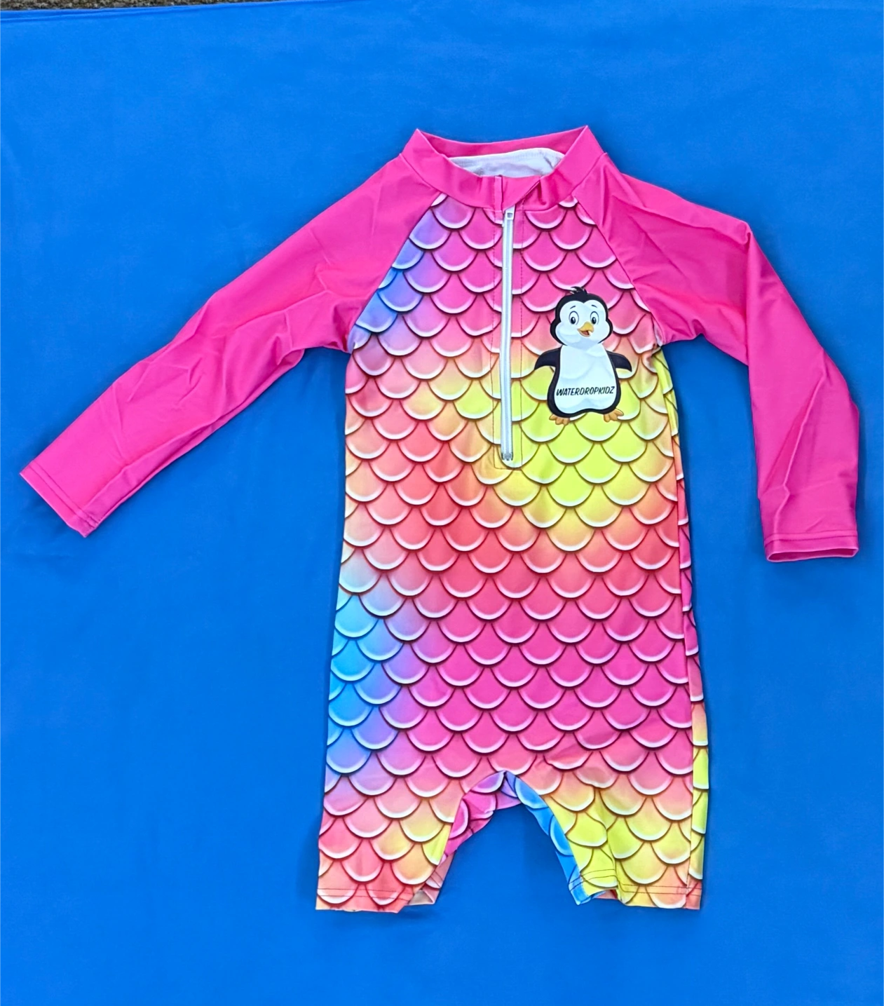 Girls Zip-Up Swimsuit - Sunset Gradient Scales