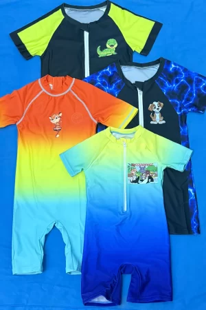 Boys Zip-up Swimsuit collage