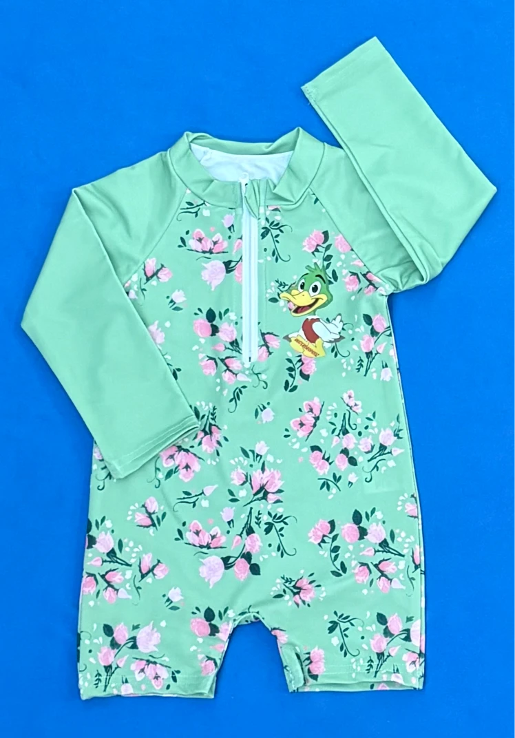 Baby One Piece Long Sleeve Shorts Swimsuit Danny Duck