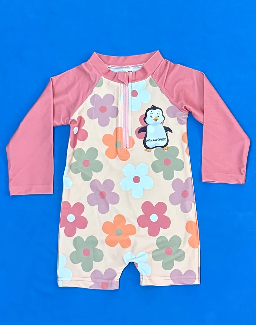 Baby One Piece Long Sleeve Shorts Swimsuit Pedro Penguin