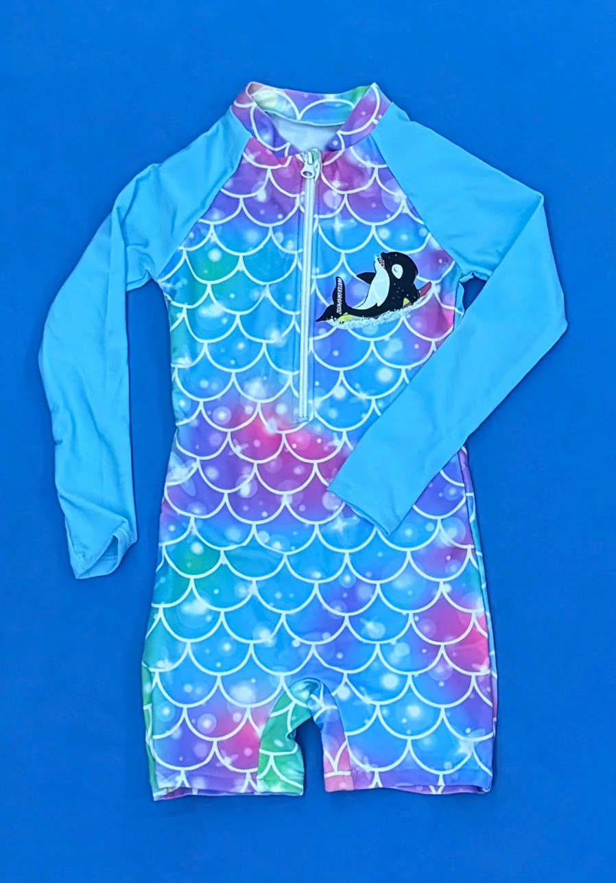 Blue and Purple Glow Scales swimsuit