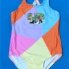 Girl's One-piece swimsuit - Pattern - Pink/Orange