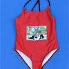Girl's One-piece swimsuit - Plain - Bright Red